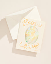 Illustrated October opal gemstone birthday greeting card