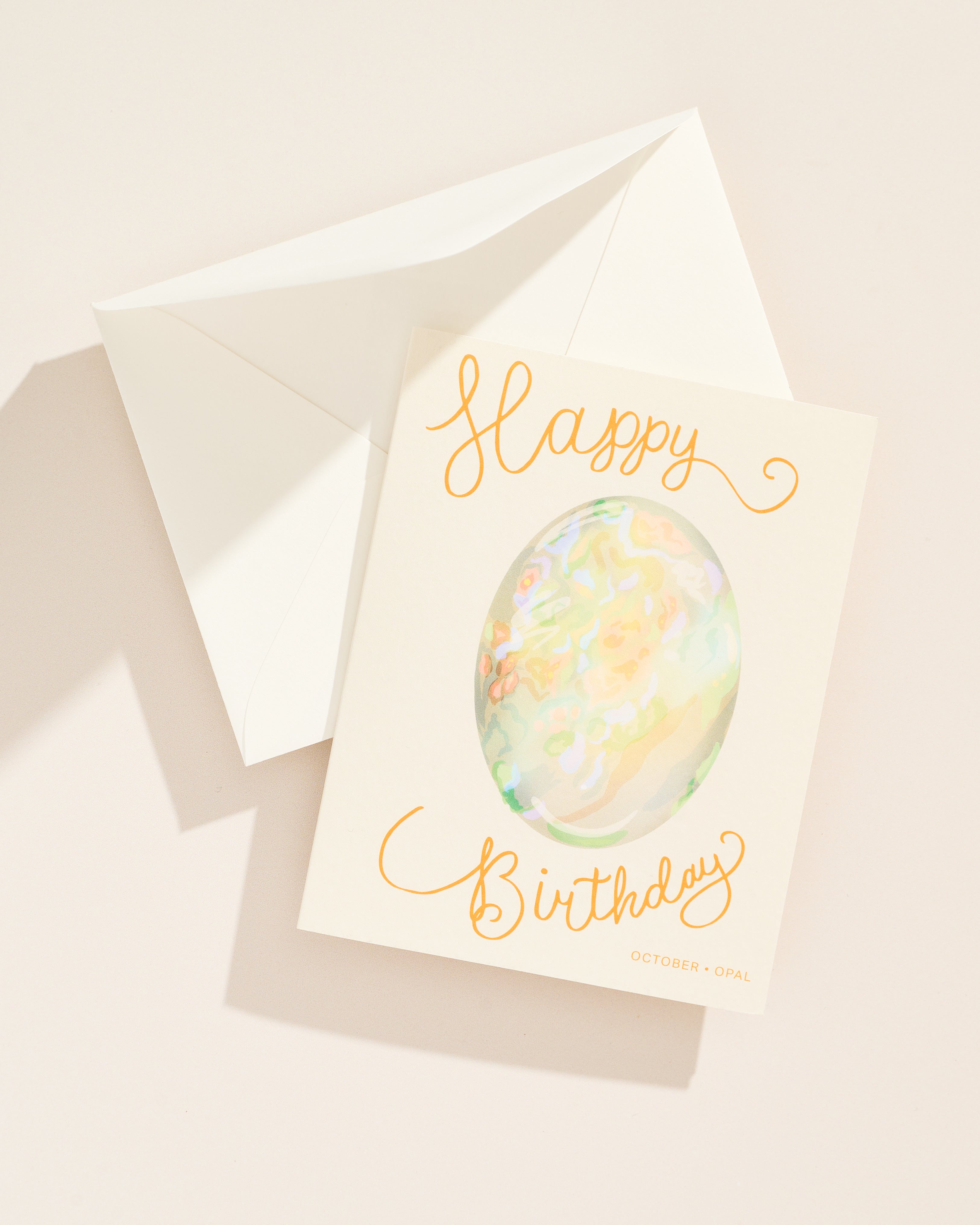 October Opal Gemstone Birthday Greeting Card