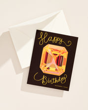Illustrated November topaz gemstone birthday greeting card