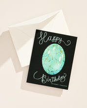 Illustrated December turquoise gemstone birthday greeting card