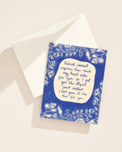 Floral Blue and White Sympathy Greeting Card