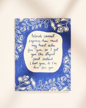Floral Blue and White Sympathy Greeting Card
