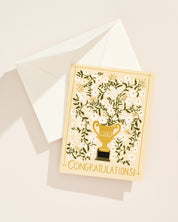 Trophy Floral Bouquet Gold Foil Congratulations Greeting Card