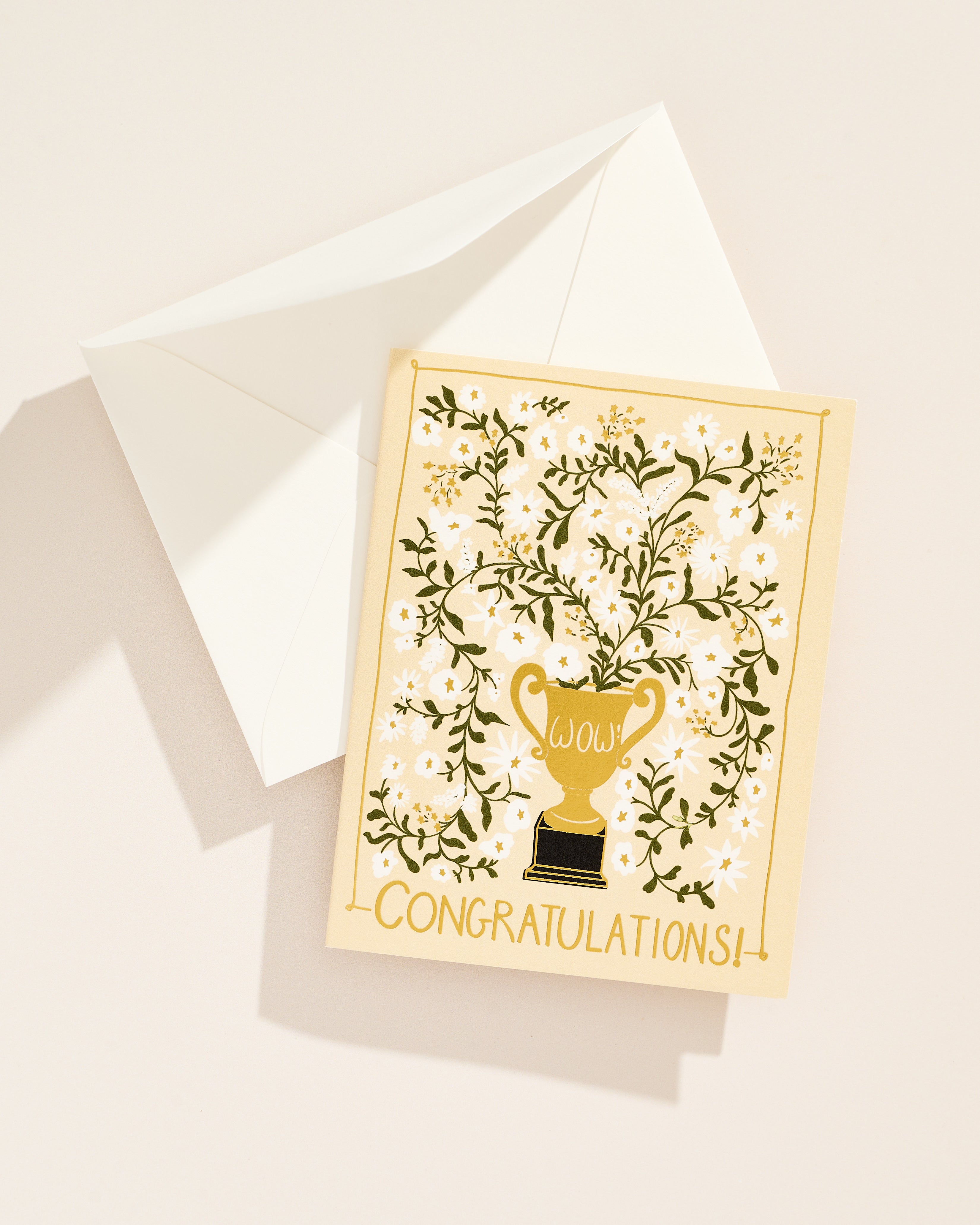 Trophy Floral Bouquet Gold Foil Congratulations Greeting Card