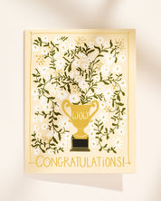 Trophy Floral Bouquet Gold Foil Congratulations Greeting Card