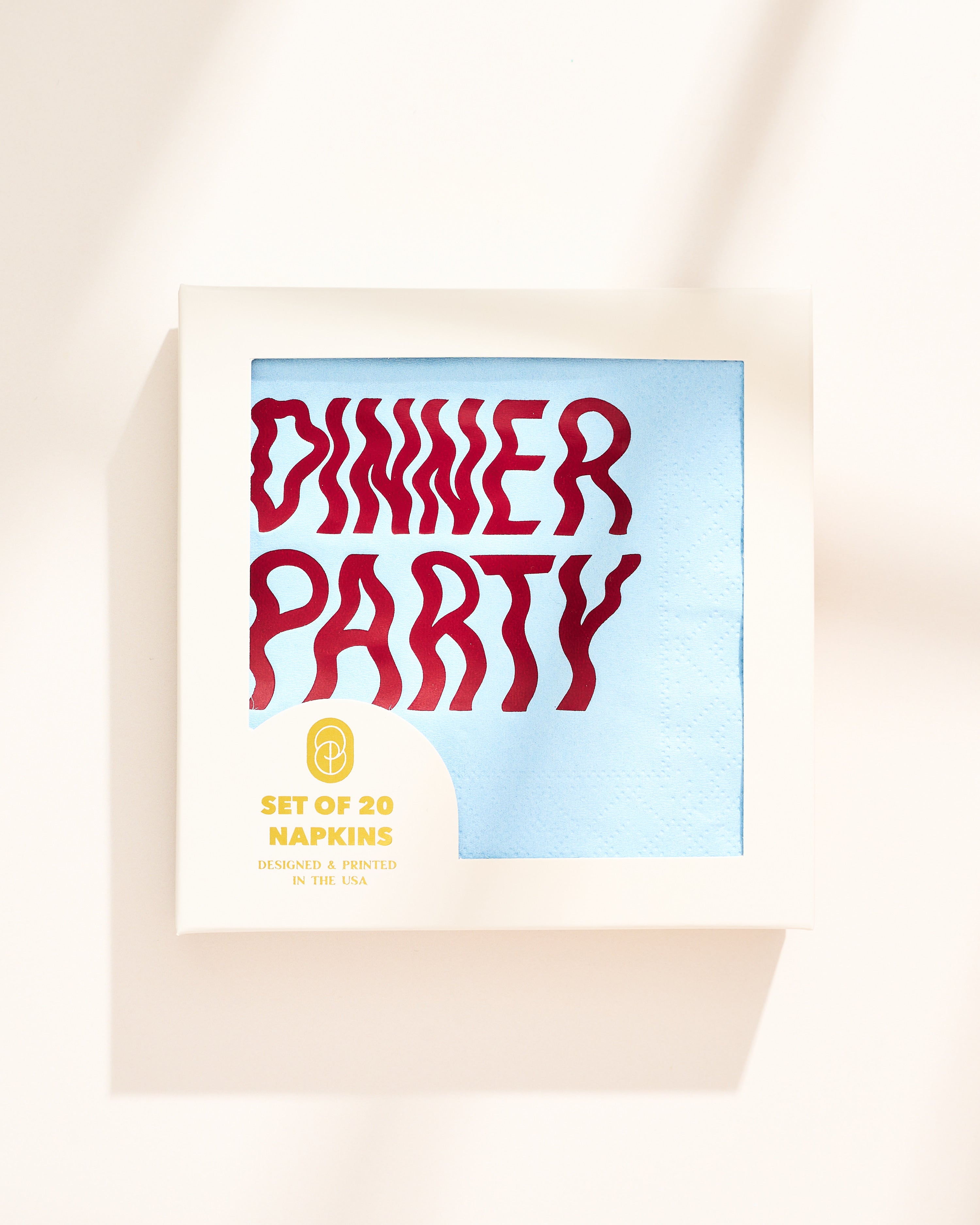 Wavy 'Dinner Party' illustrated cocktail paper beverage napkins, set of 20