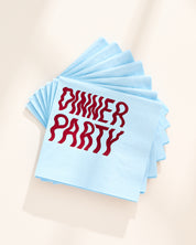 Wavy 'Dinner Party' illustrated cocktail paper beverage napkins, set of 20