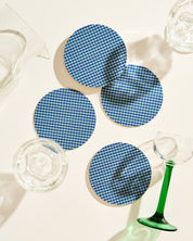 Blue Gingham Coasters - Set of 4