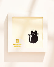 Black cat illustrated cocktail paper beverage napkins, set of 20