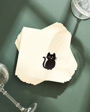Black cat illustrated cocktail paper beverage napkins, set of 20