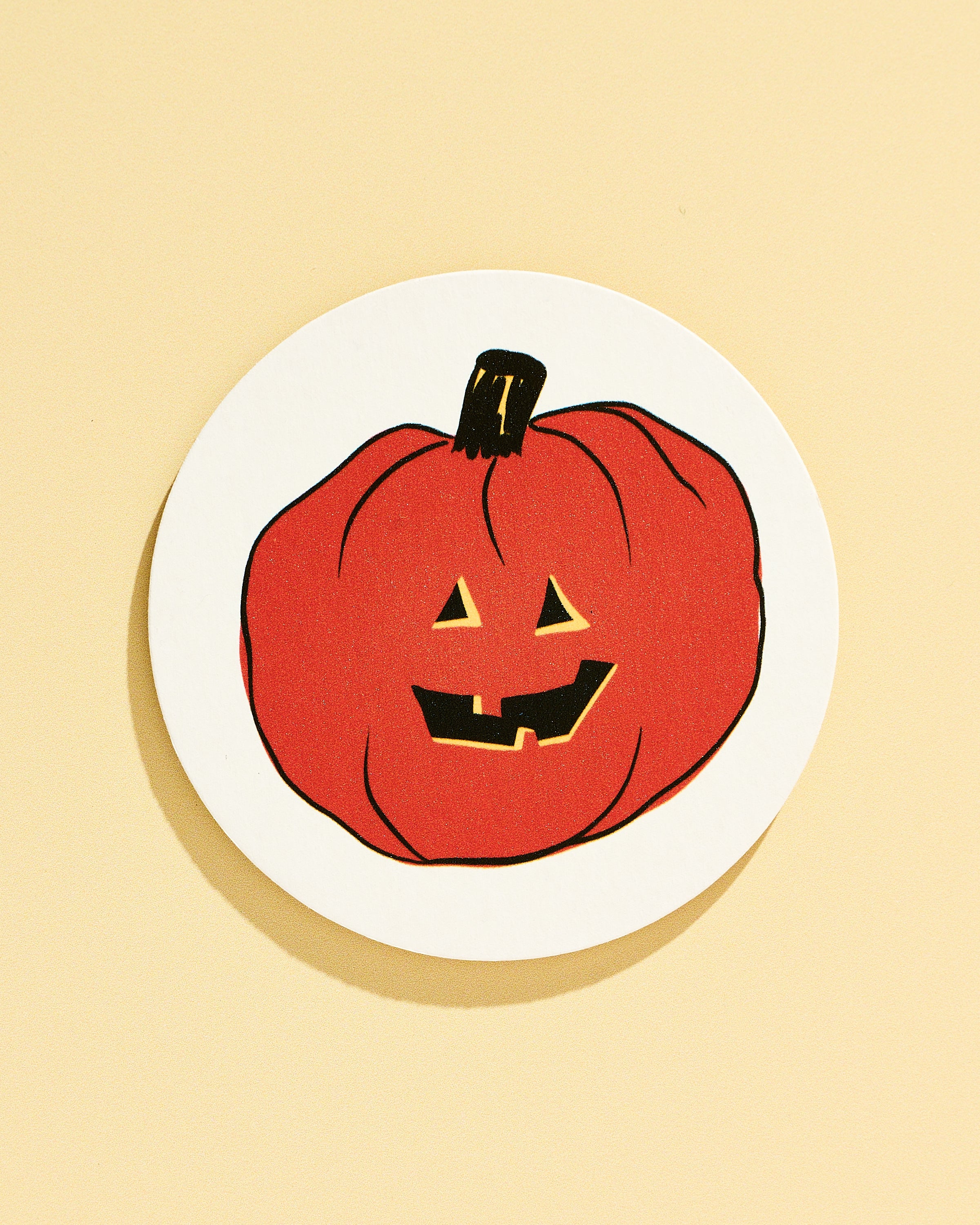 Jack-o'-lantern illustrated Halloween coaster, set of four