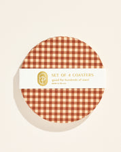 Tan gingham coaster, set of four