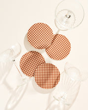 Tan gingham coaster, set of four