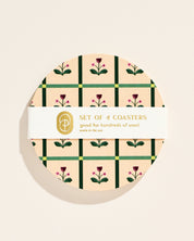 Floral tulip windowpane coaster, set of four