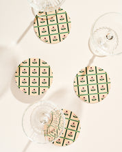 Floral tulip windowpane coaster, set of four