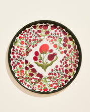 Heirloom garden tomato and floral illustrated round bent birch tray
