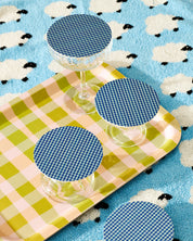 Blue Gingham Coasters - Set of 4