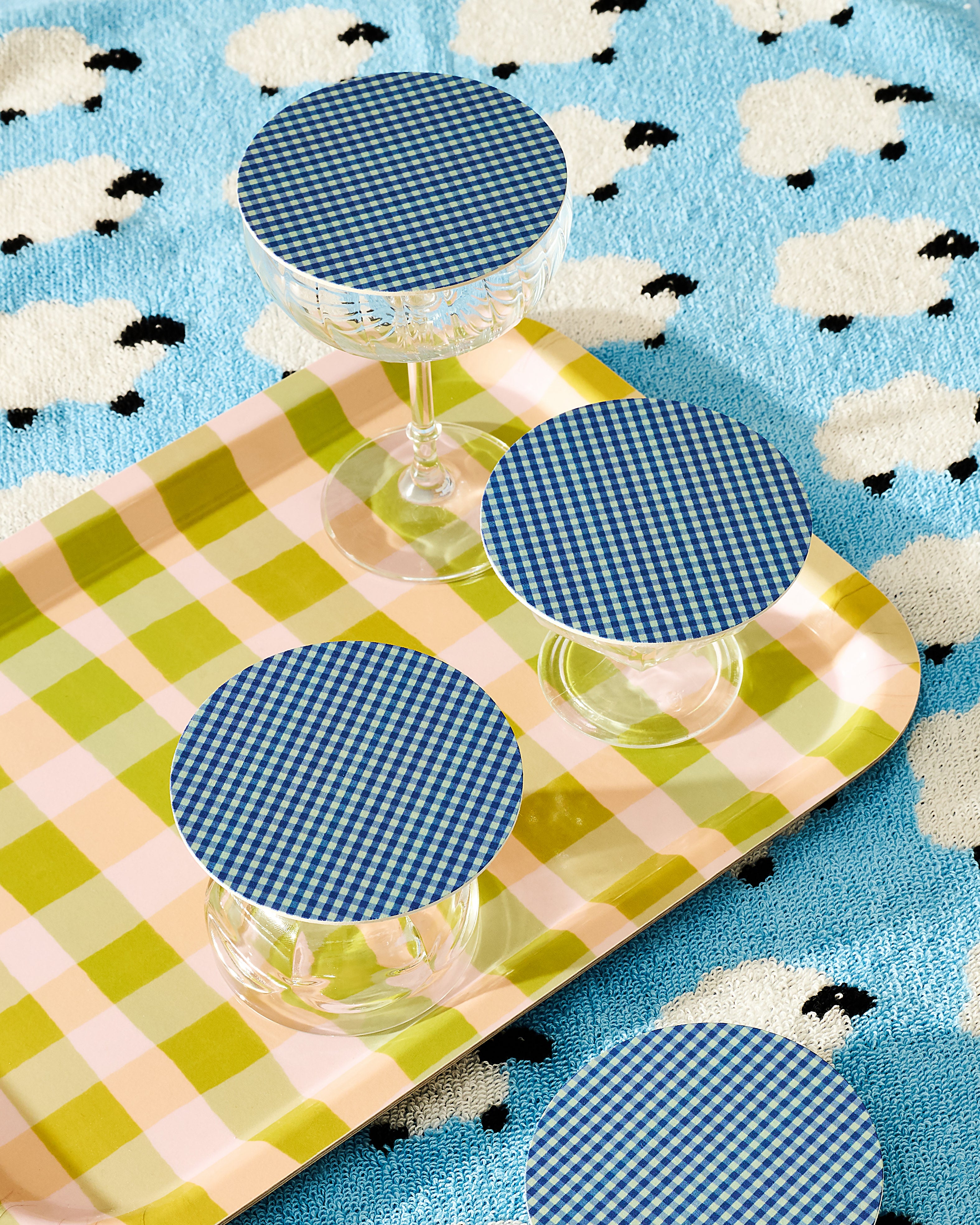 Blue Gingham Coasters - Set of 4