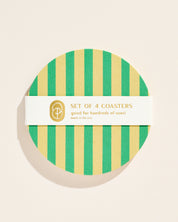 Verde Green and Lime Striped Coaster - Set of 4