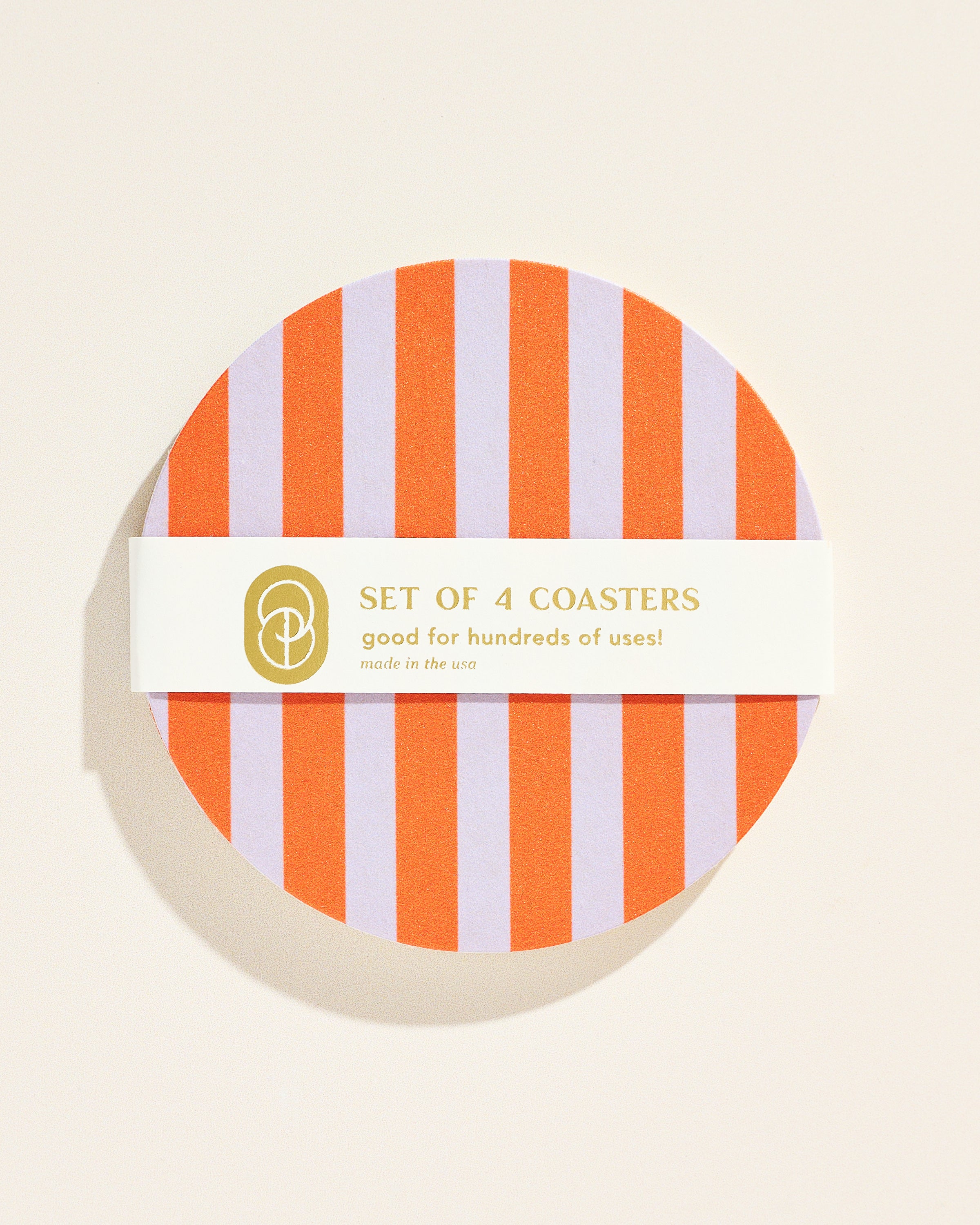 Ultra Violet and Orange Striped Coaster - Set of 4