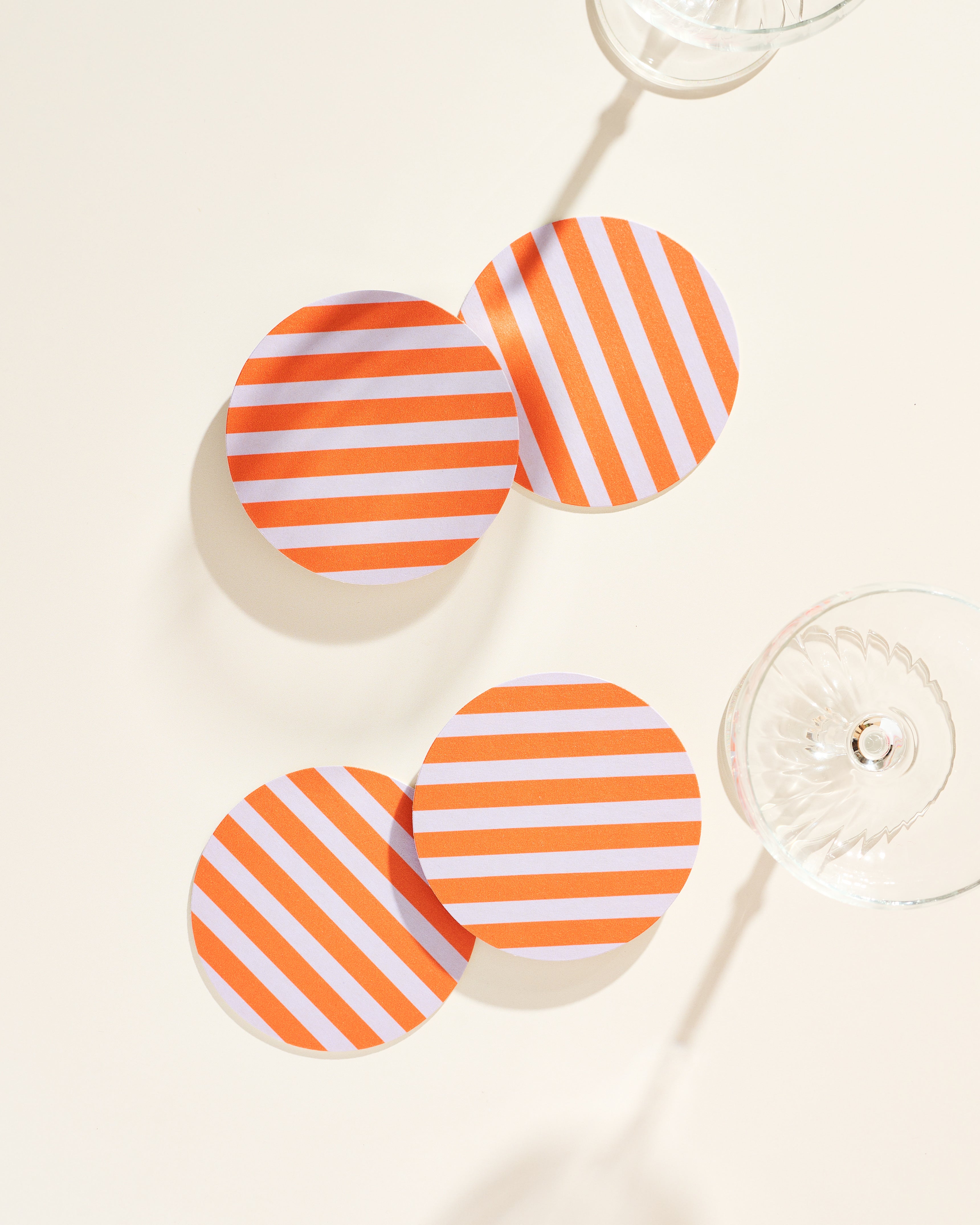 Ultra Violet and Orange Striped Coaster - Set of 4