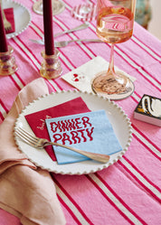 Wavy Dinner Party Blue and Brown Paper Beverage Napkins - Set of 20