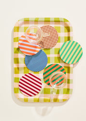 Tan Gingham Coasters - Set of 4