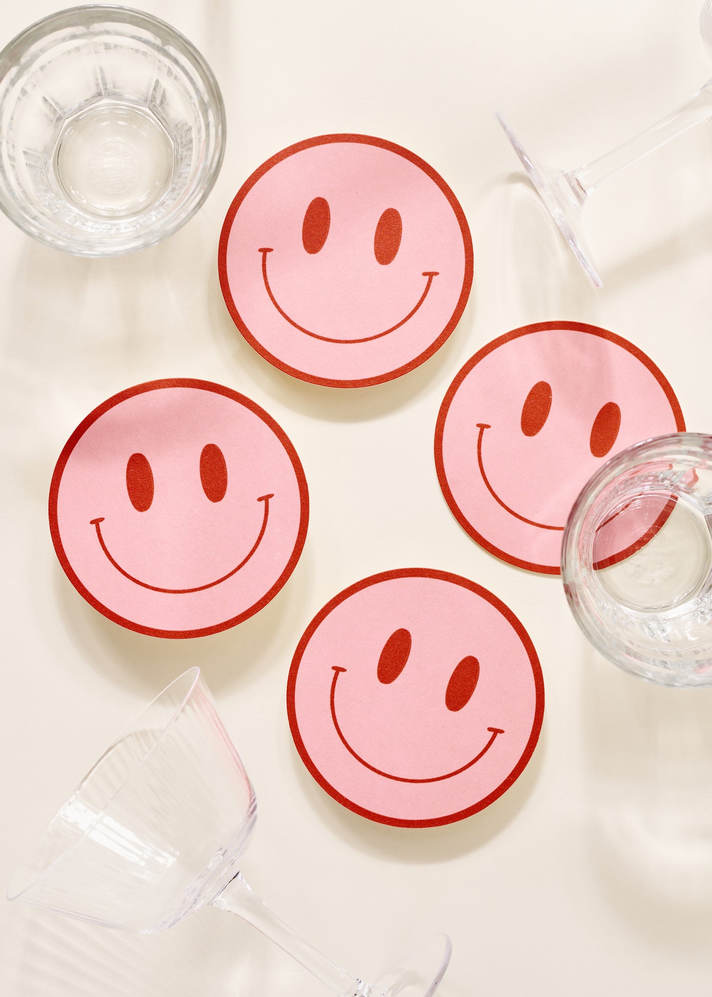 Peach and Tomato Smile Coasters - Set of Four