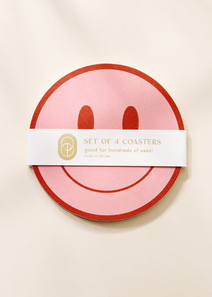 Peach and Tomato Smile Coasters - Set of Four