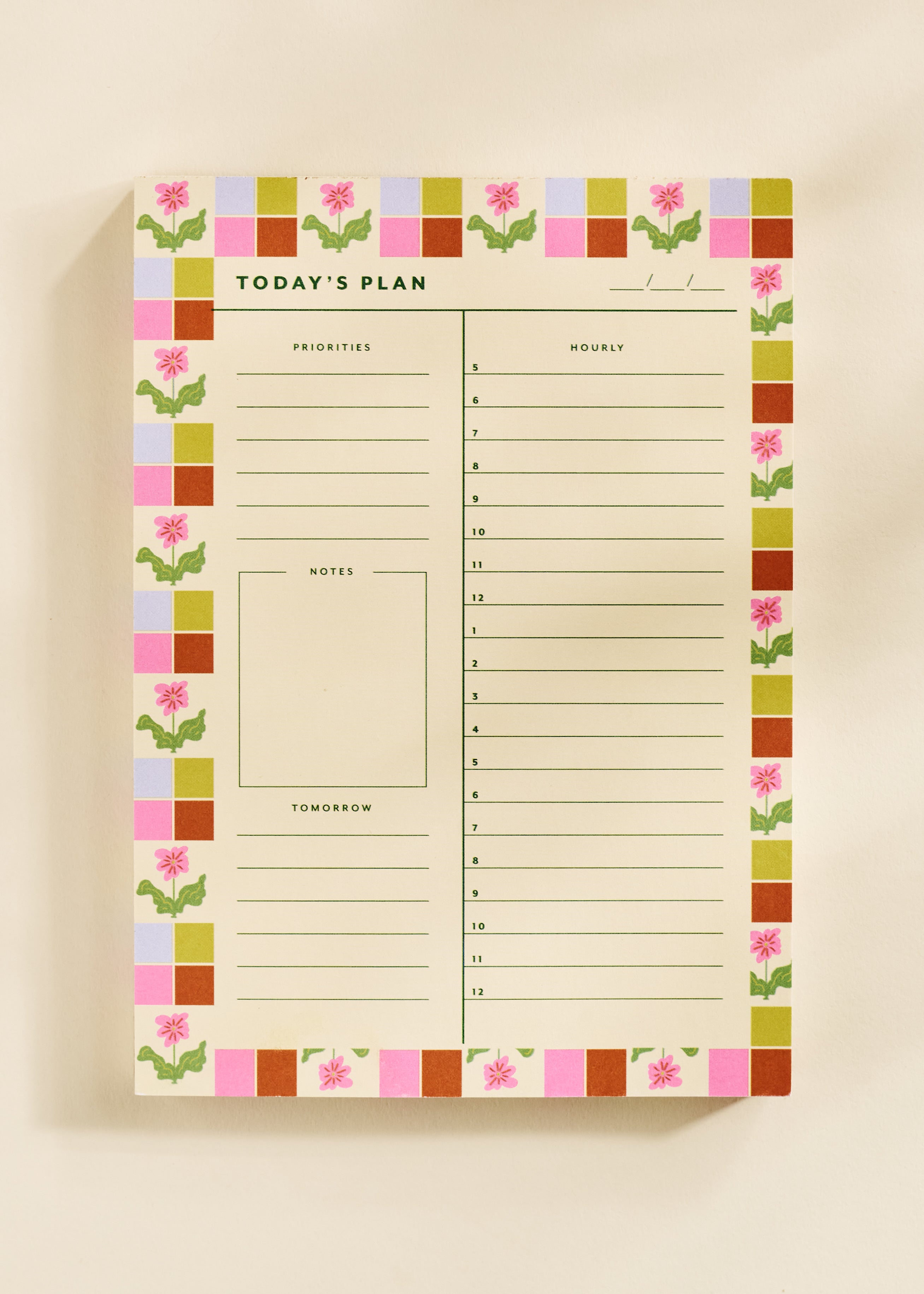 Checkered Flower Daily Planner Notepad