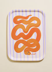 Twisted Snake Striped Bent Birch Serving Tray