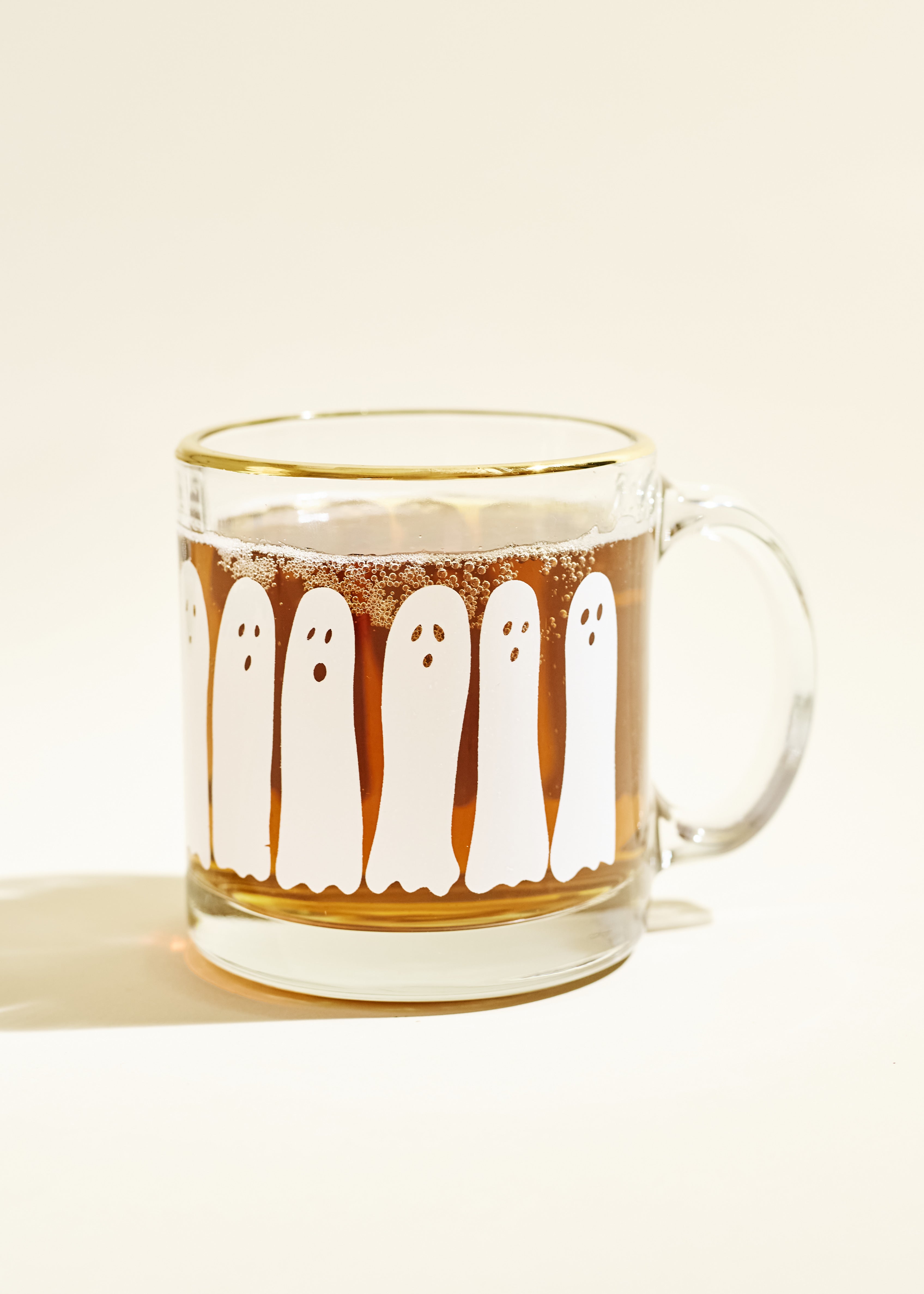 Boo Ghost Glass Gold Rimmed Coffee Mug