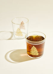 Gold Christmas Tree 12.5 Ounce Glass Tumbler
