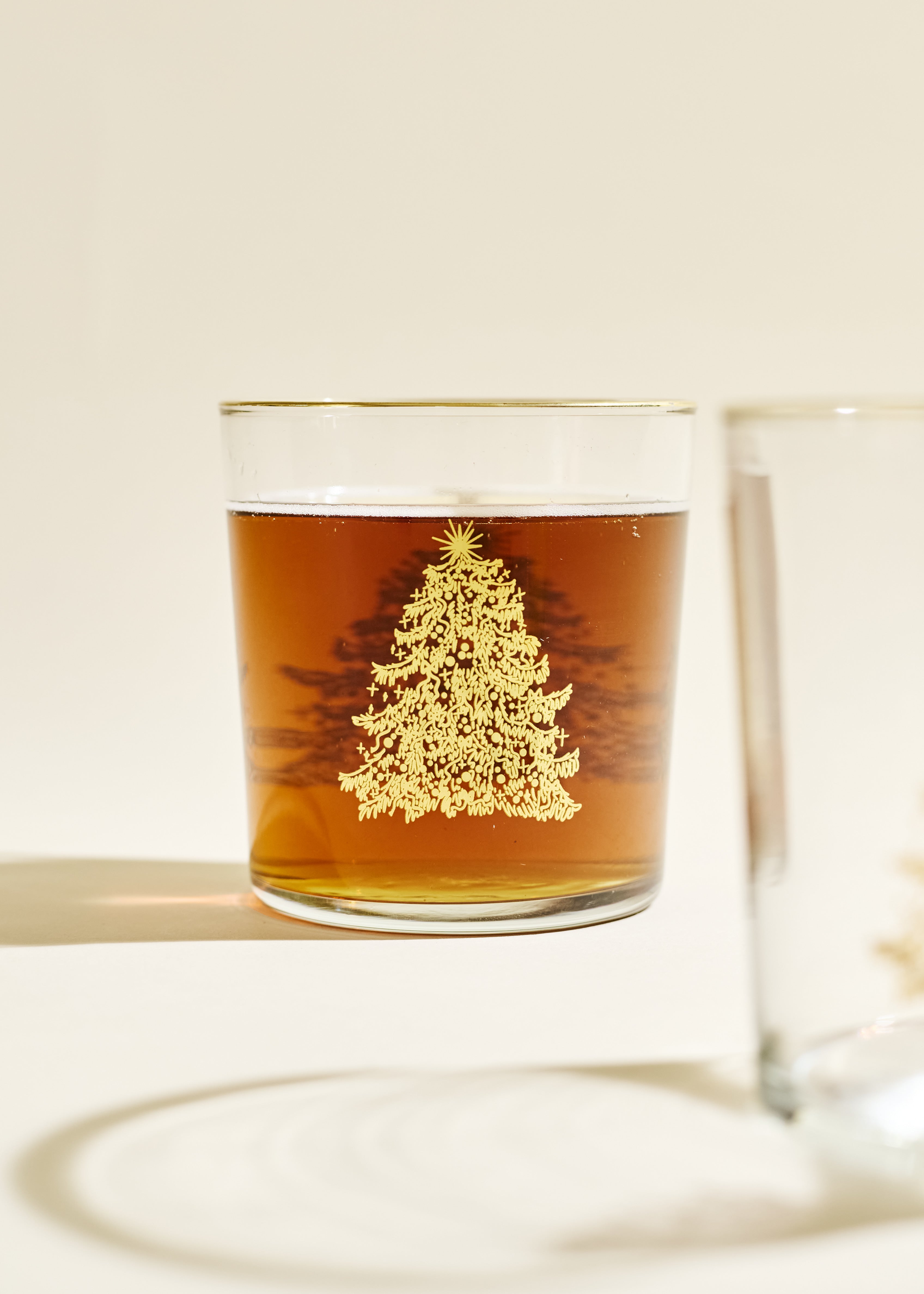SECONDS Gold Christmas Tree 12.5 Ounce Glass Tumbler