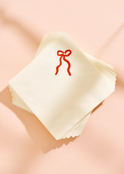 Classic Red Bow Cocktail Paper Beverage Napkins - Set of 20