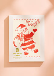 Have a Jolly Holiday Santa Folded A2 Greeting Card - Set of 10