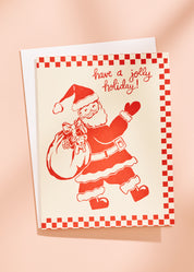 Have a Jolly Holiday Santa Folded A2 Greeting Card - Single