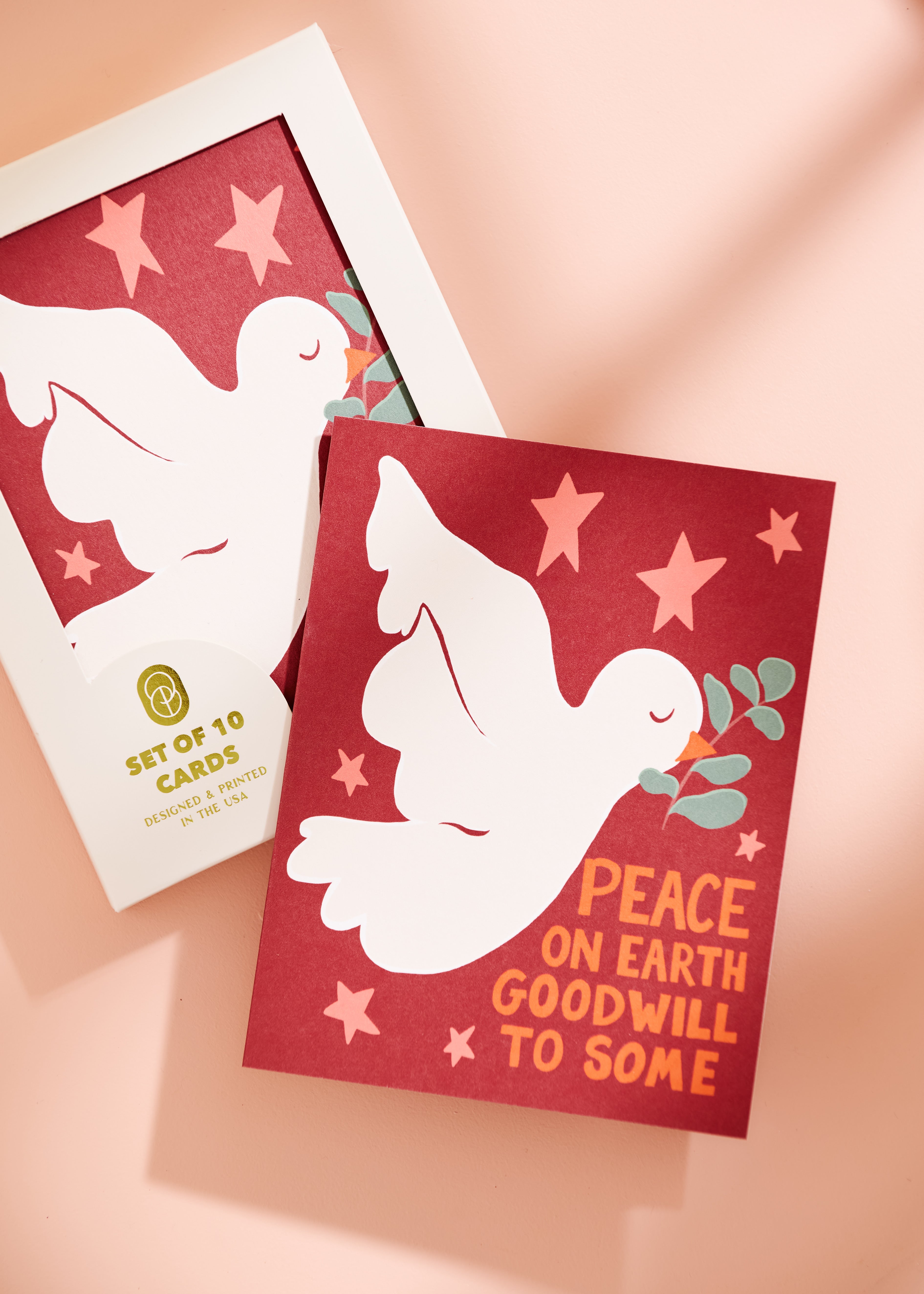 Peace On Earth, Goodwill to Some Dove Folded A2 Greeting Card - Set of 10