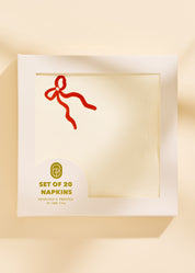 Classic Red Bow Cocktail Paper Beverage Napkins - Set of 20