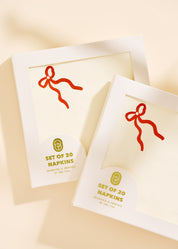 Classic Red Bow Cocktail Paper Beverage Napkins - Set of 20