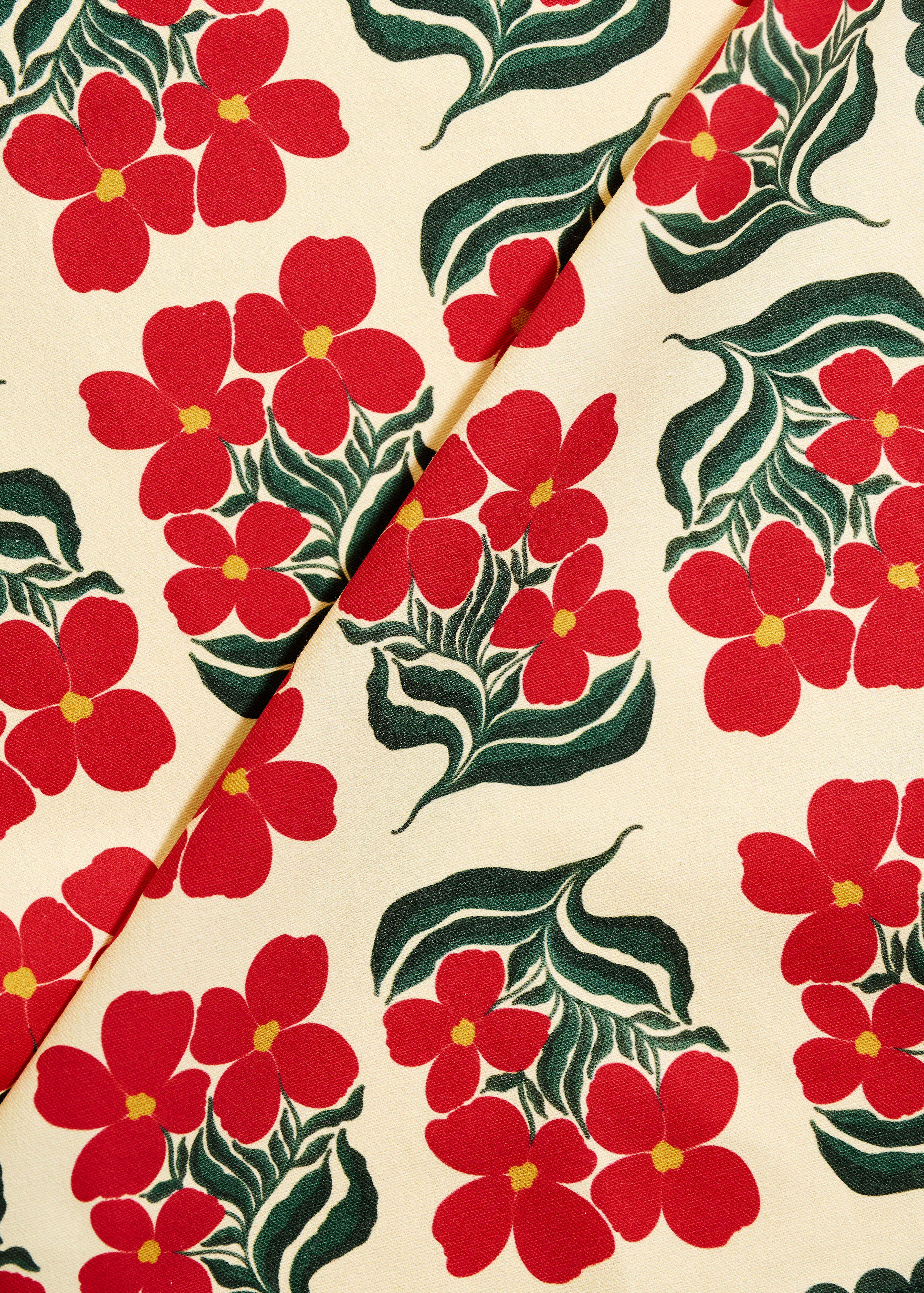 Red and Green Floral Tea Towel