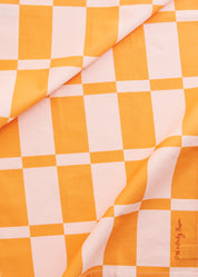 Marigold and Peach Checkerboard Tea Towel