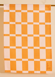 Marigold and Peach Checkerboard Tea Towel