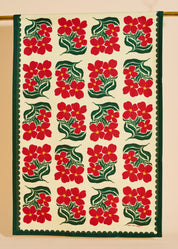 Red and Green Floral Tea Towel