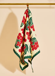 Red and Green Floral Tea Towel