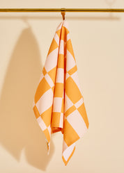 Marigold and Peach Checkerboard Tea Towel