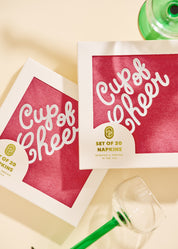 Cup of Cheer Burgundy Paper Beverage Napkin - Set of 20