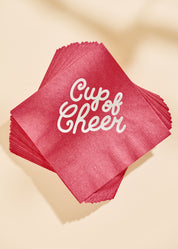 Cup of Cheer Burgundy Paper Beverage Napkin - Set of 20