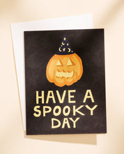 Jack-o'-lantern illustrated Halloween greeting card