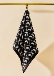 Moon and Stars Black and White Terry Cloth Towel